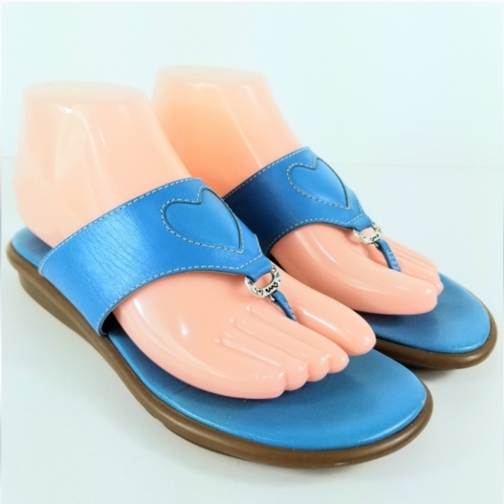 ❤️‍🔥BRIGHTON Blue Heart June Size 8.5 Leather Sandals Made In Italy